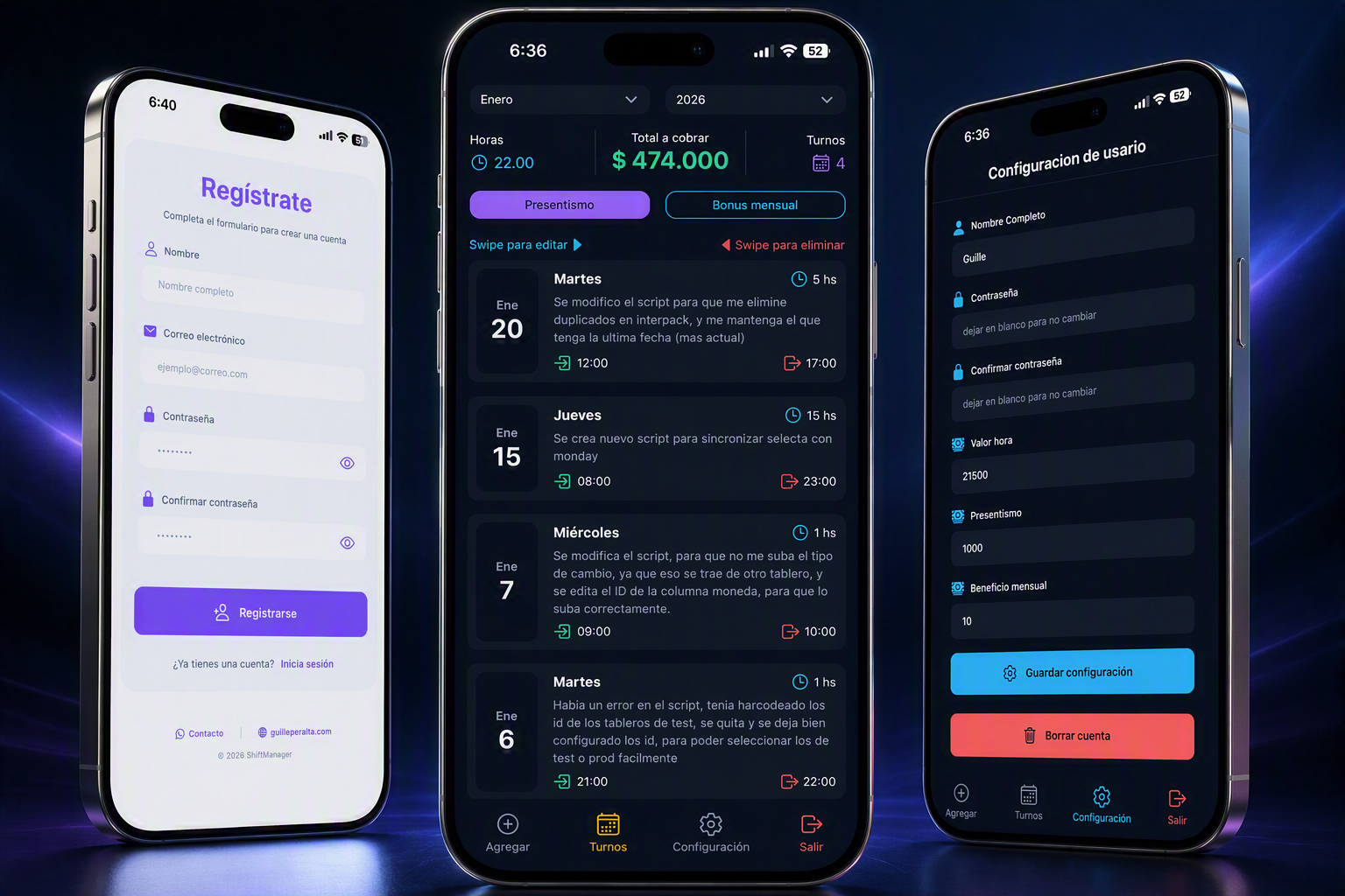 Shift Manager - App nativa Mobile (IOS y Android)
